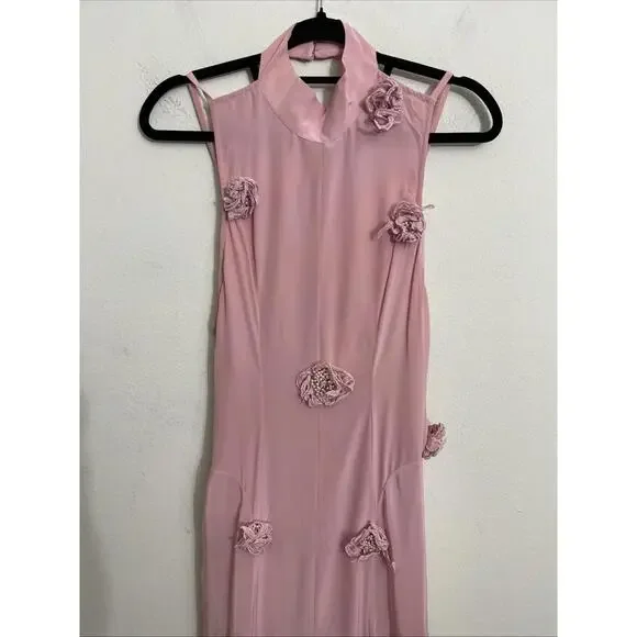 La Fuori Backless Maxi Dress in Ostrich Feather Pink XS NWT $780msrp - Picture 10 of 14